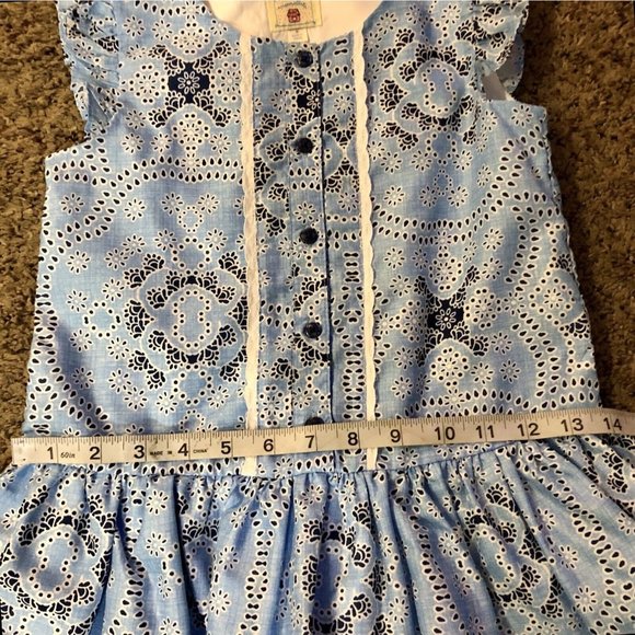 Marmellata Dress Girls 6 Used Blue White - Picture 6 of 11